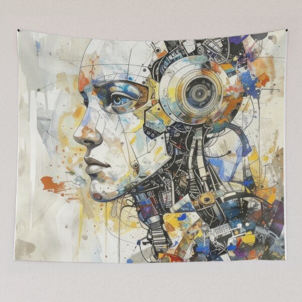 Item preview, Human After All – Futuristic Robot Portrait in Fine Art Style designed and sold by drawbey.