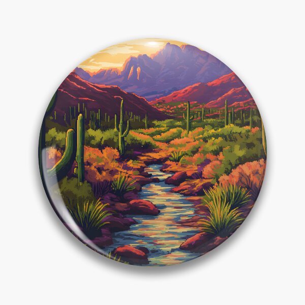 Item preview, Sci-Fi Fantasy Desert, Mountains, And Stream, Landscape Sunset designed and sold by DEC02.