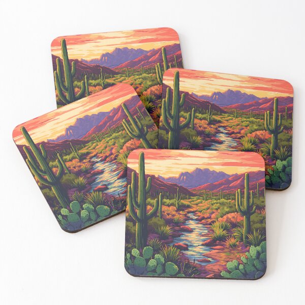 Item preview, Sci-Fi Fantasy Desert, Mountains, And Stream, Landscape Sunset designed and sold by DEC02.