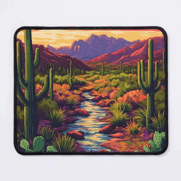 Item preview, Sci-Fi Fantasy Desert, Mountains, And Stream, Landscape Sunset designed and sold by DEC02.