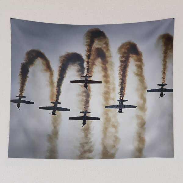 Item preview, Smoke Arcs Formation — Aerobatic Team Over Dramatic Sky designed and sold by Pjotre7.