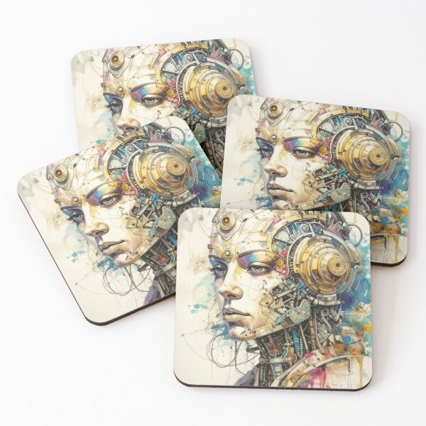 Item preview, Human After All – Futuristic Robot Portrait in Fine Art Style designed and sold by drawbey.