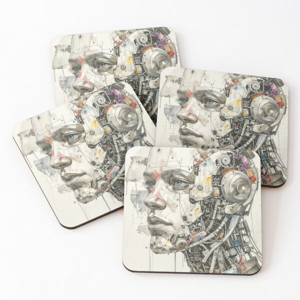 Item preview, Human After All – Futuristic Robot Portrait in Fine Art Style designed and sold by drawbey.