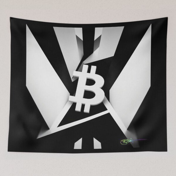Item preview, Bitcoin Burst Op Art Black and White - Abstract Crypto Illusion designed and sold by Benito Del Ray.