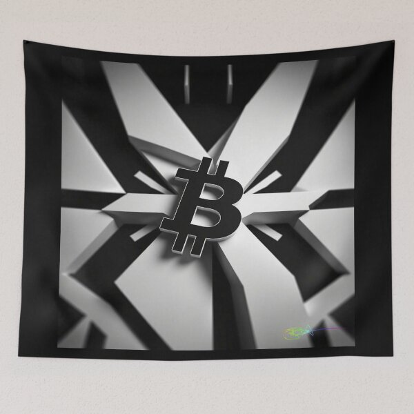Item preview, Bitcoin Vortex Op Art Black and White - Abstract Crypto Illusion designed and sold by Benito Del Ray.