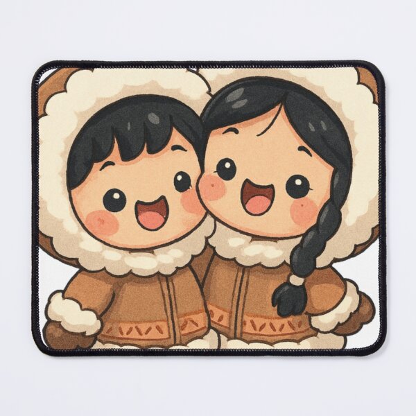 Item preview, Kawaii Eskimos in the snow with penguins designed and sold by panchoflex.
