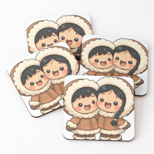 Item preview, Kawaii Eskimos in the snow with penguins designed and sold by panchoflex.