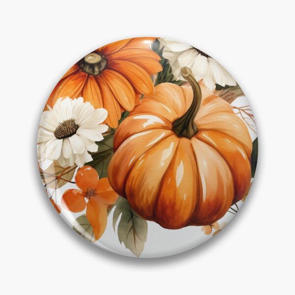 Item preview, Hello Fall – Autumn Pumpkin and Flowers Watercolor Design designed and sold by girl-someone.