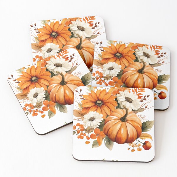 Item preview, Hello Fall – Autumn Pumpkin and Flowers Watercolor Design designed and sold by girl-someone.