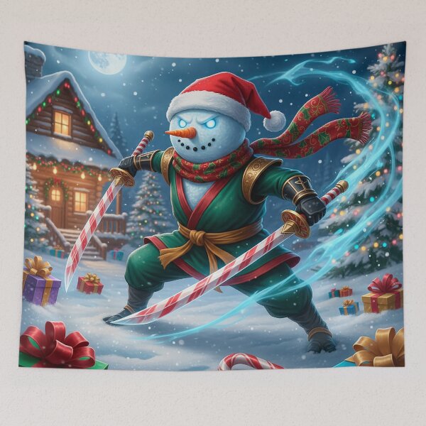 Item preview, Candy Cane Ninja Snowman – Epic Christmas Warrior Art designed and sold by Iras-Art-Corner.