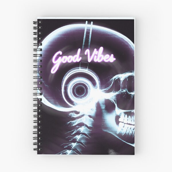 Item preview, Good Vibes Only – Funny X-ray Skull with Headphones and Neon Glow designed and sold by DopeVibeStuff.