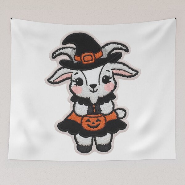 Item preview, Goat Witch Pumpkin Cute Kawaii Halloween Cozy Season designed and sold by ArtDesignTp.