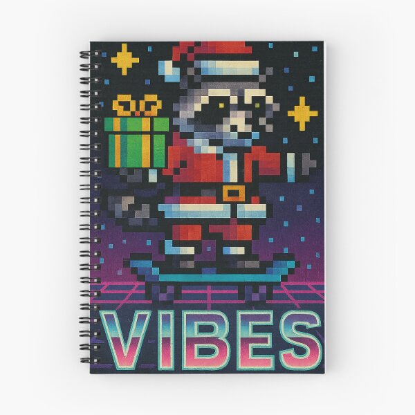 Item preview, Raccoon Santa Hoverboard (Pixel Neon) designed and sold by BadaBingBear.