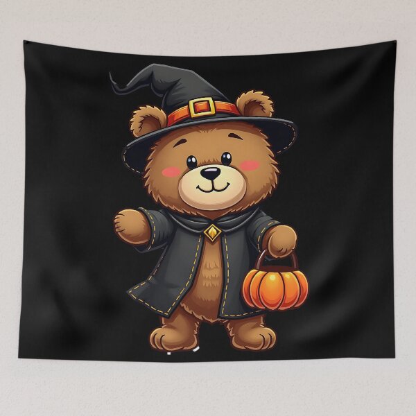Item preview, Bear Witch Pumpkin Kawaii Cute Halloween Spooky Season designed and sold by ArtDesignTp.