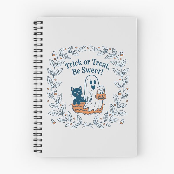 Item preview, Charming Ghost Holding Pumpkin with Black Cat Friend designed and sold by SplashTastic.