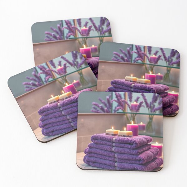 Item preview, Luxurious Purple Spa Towels with Candles and Lavender designed and sold by Jade Ado.