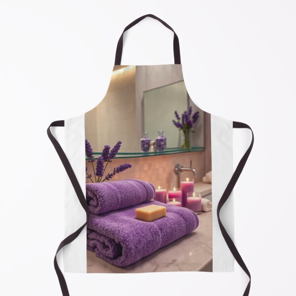 Item preview, Close-Up of Luxurious Purple Towels and Spa Candles designed and sold by Vida e Arte.