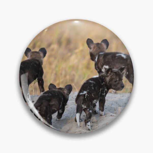 Item preview, New Dawn at the Den — Painted Wolf Pups on the Mound designed and sold by DavideAntoniani.
