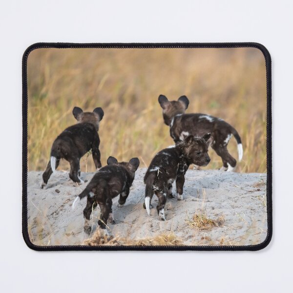 Item preview, New Dawn at the Den — Painted Wolf Pups on the Mound designed and sold by DavideAntoniani.