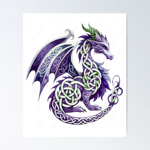 Item preview, Mythical Purple Celtic Dragon Fantasy Art designed and sold by Atteestude.