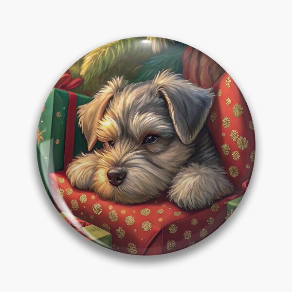Item preview, Schnauzer Puppy Resting Under a Christmas Tree designed and sold by skibreck.