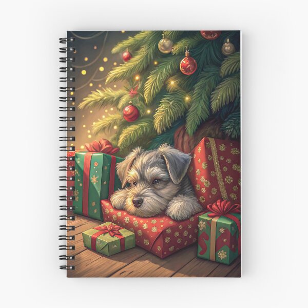 Item preview, Schnauzer Puppy Resting Under a Christmas Tree designed and sold by skibreck.