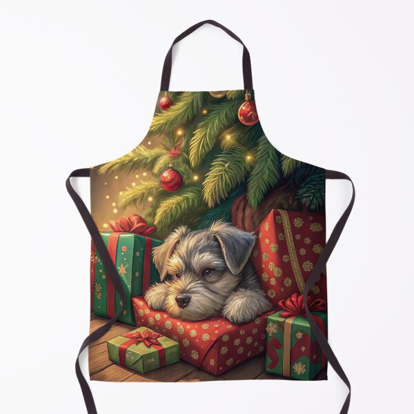 Item preview, Schnauzer Puppy Resting Under a Christmas Tree designed and sold by skibreck.