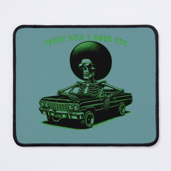 Item preview, Today Was a Good Day — Afro Skeleton in Lowrider 90s Rap Art designed and sold by Sinister prints.