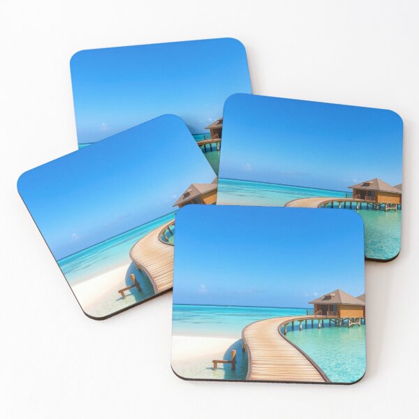 Item preview, Maldives Serenity | Curved Boardwalk to Overwater Bungalow in Turquoise Paradise designed and sold by Vida e Arte.