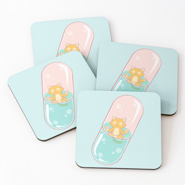 Item preview, Meditating Cat in Capsule Kawaii Calm Illustration - Zen Cat in a Chill Pill Capsule designed and sold by magdalenanegra.