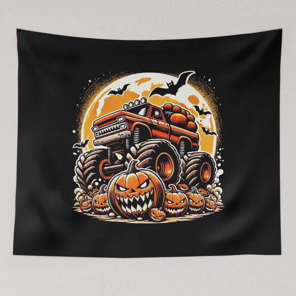 Item preview, Spooky Jack O Lantern Halloween Monster Truck designed and sold by AdelinaPi.