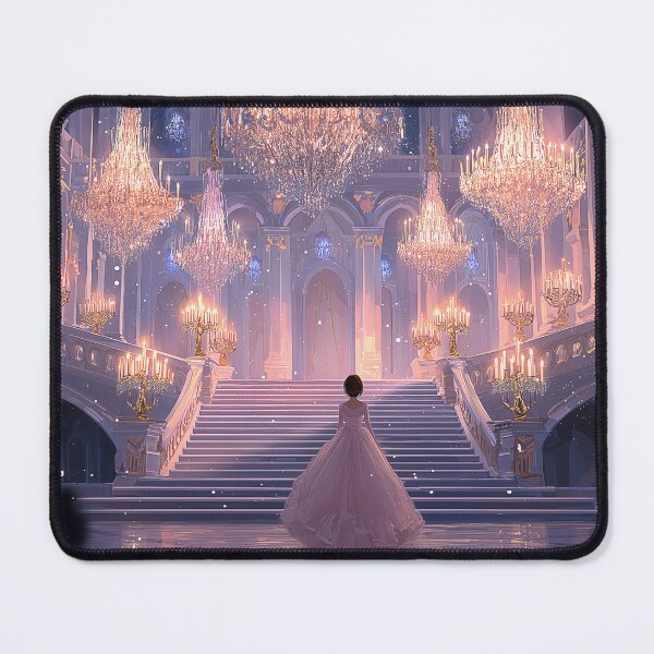 Item preview, Elegant Ballroom Girl in Pink Gown — Fairytale Staircase Scene Illustration designed and sold by TheArtisticPres.