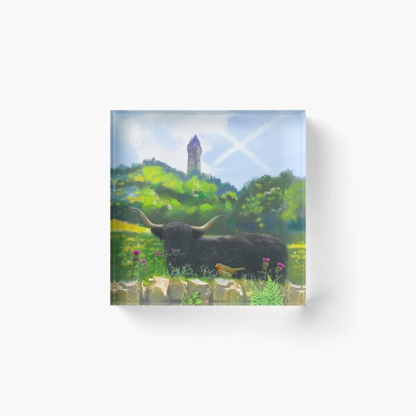 Item preview, ‘Guardian Of The Wallace Monument” Thistle The Highland Cow designed and sold by Printfantasia .