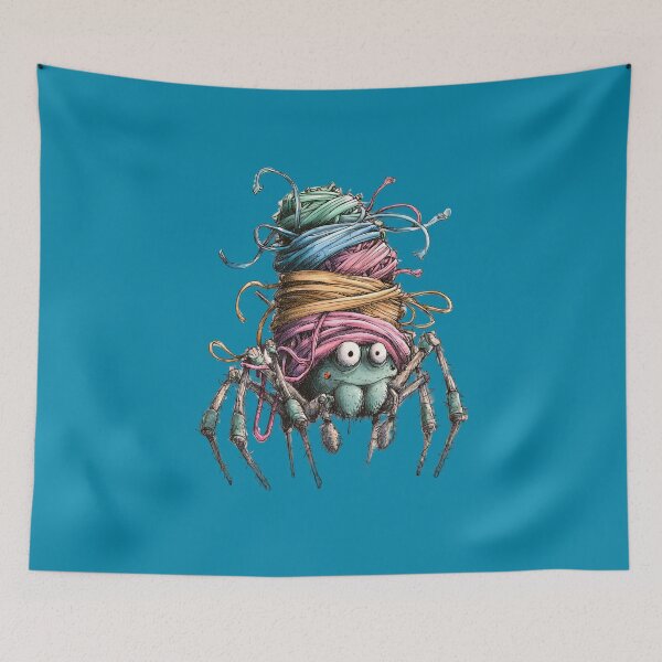 Item preview, Colorful spider with ball of wool – Funny cartoon illustration designed and sold by Meiersbeste.