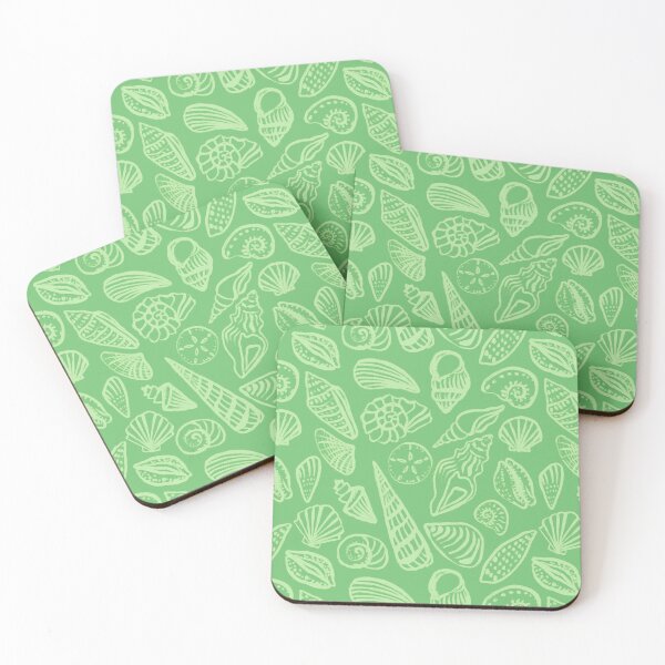 Item preview, Green Coastal Beach Seaside Seashell Pattern designed and sold by Patternandflow.