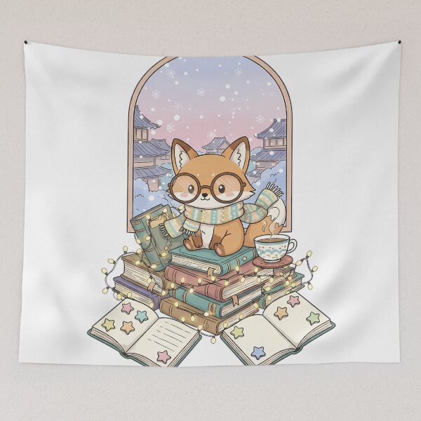 Item preview, Cozy Fox Reading Winter Window designed and sold by Drip stamp.