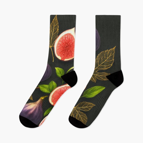 Item preview, Retro Fig fruit Botanical Golden Fall Leaves designed and sold by scicilysimonee.