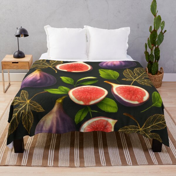 Item preview, Retro Fig fruit Botanical Golden Fall Leaves designed and sold by scicilysimonee.