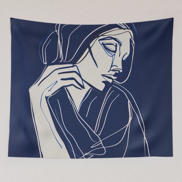 Item preview, Bosnian woman - Blue Abstract Art  designed and sold by shadow-bloom.