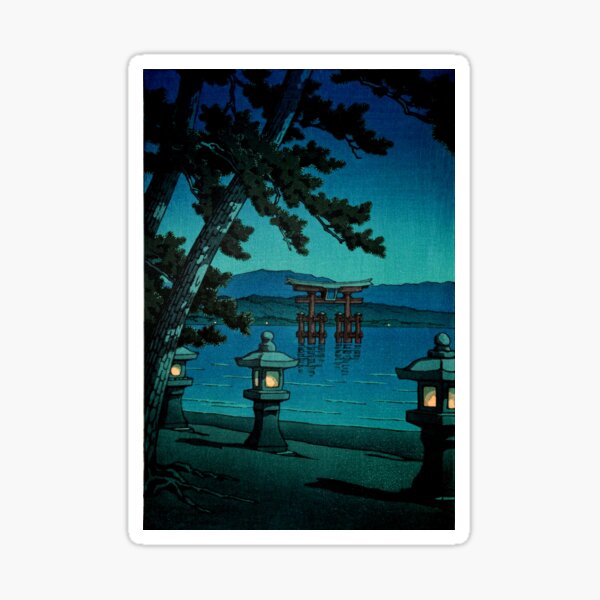 Item preview, Japanese Moonlit Night Gate Sea Hasui Kawase designed and sold by Martstore.