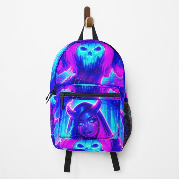 Item preview, Neon Demoness: Cyberpunk Siren in the Glowing Woods designed and sold by LINGLYPHIX.