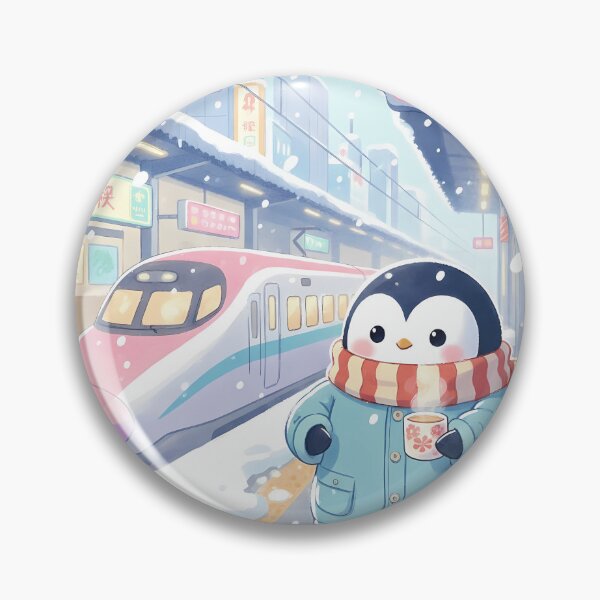 Item preview, Kawaii Penguin Japan Winter Train Station designed and sold by Drip stamp.