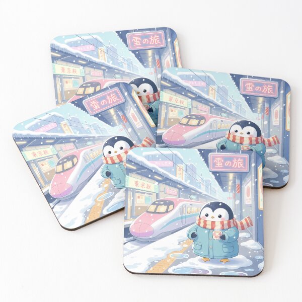 Item preview, Kawaii Penguin Japan Winter Train Station designed and sold by Drip stamp.