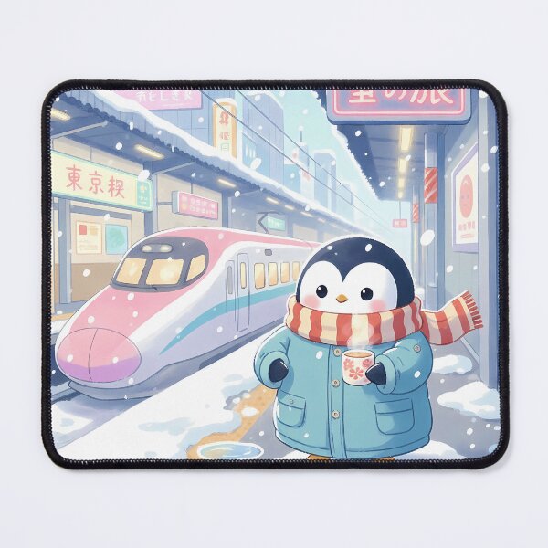 Item preview, Kawaii Penguin Japan Winter Train Station designed and sold by Drip stamp.