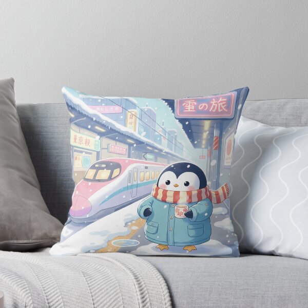 Item preview, Kawaii Penguin Japan Winter Train Station designed and sold by Drip stamp.