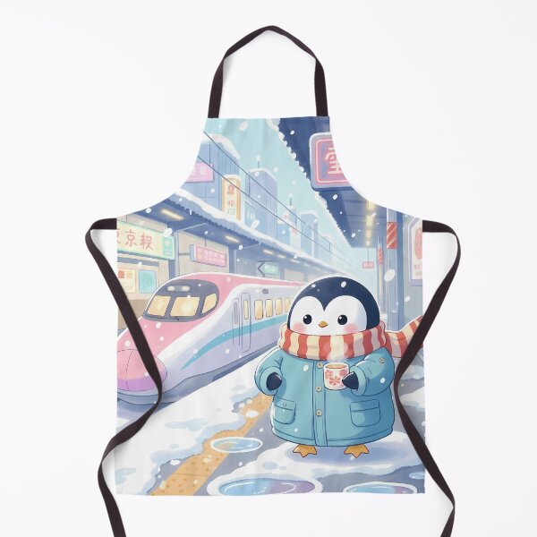 Item preview, Kawaii Penguin Japan Winter Train Station designed and sold by Drip stamp.