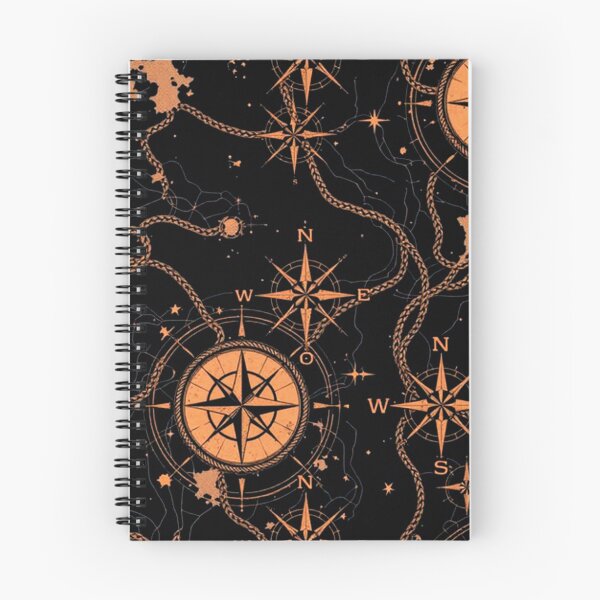 Item preview, Black Orange Navy Blue Compass Map Nautical Ocean Sailing Rope designed and sold by ChristinasMess.