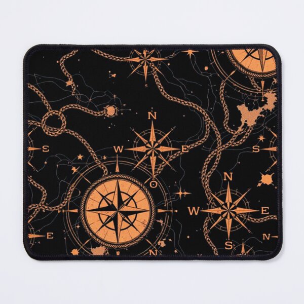 Item preview, Black Orange Navy Blue Compass Map Nautical Ocean Sailing Rope designed and sold by ChristinasMess.