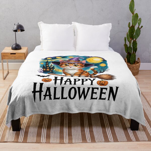 Item preview, Cute Witch Cat on Broom | Happy Halloween Night Watercolor Art designed and sold by WitchyWhisper.