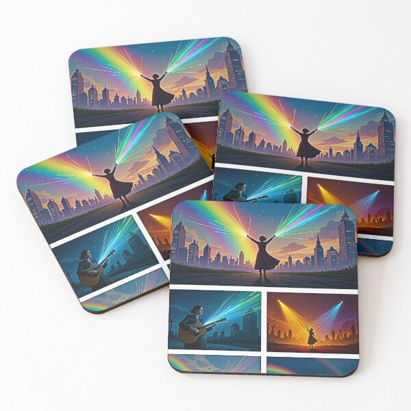 Item preview, Urban Silhouettes Harnessing Vibrant Rainbow Beams. designed and sold by Starlit Sidhe Studio.